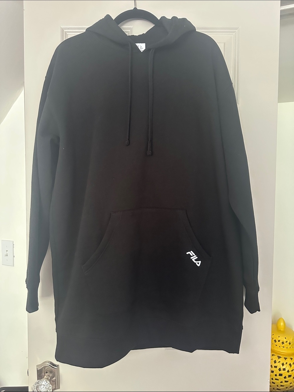 FILA Black Oversized Pullover Hoodie with White Logo